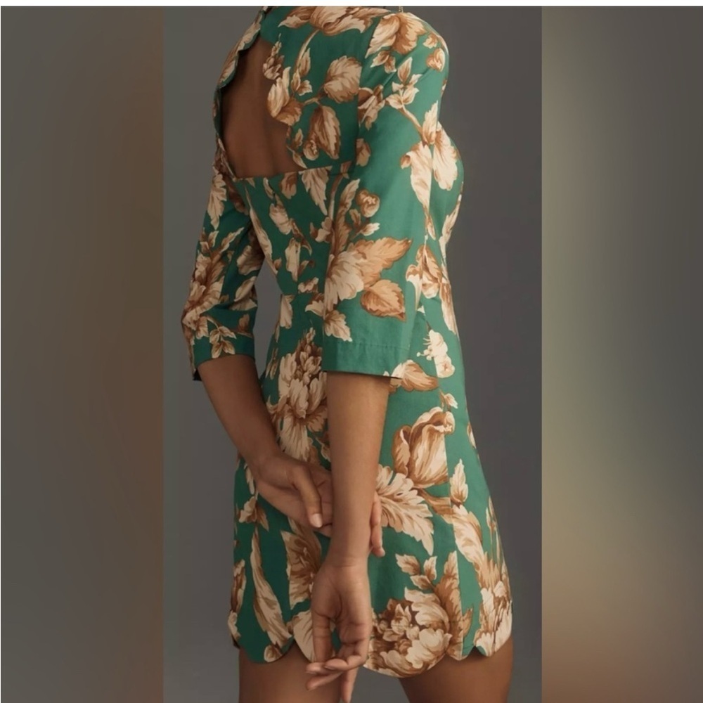 Maeve By Anthropologie Green and Tan Floral Tunic - Picture 2 of 11